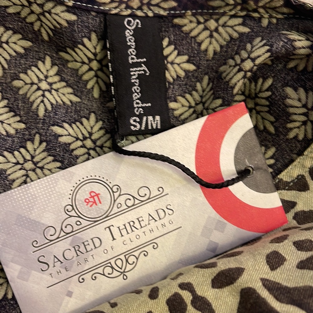 NWT. S/M Size. Sacred Threads PATCHWORK TUNIC BL/RD 12. 222625. - Picture 4 of 5